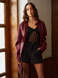 Sheer-Detail Jersey Bodysuit