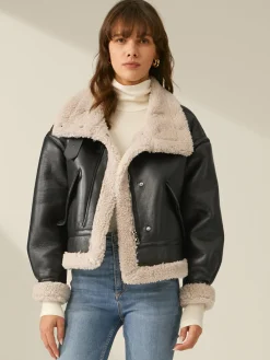 Sherpa Lined Shearling Leather Flight Jacket