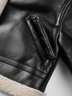 Sherpa Lined Shearling Leather Flight Jacket