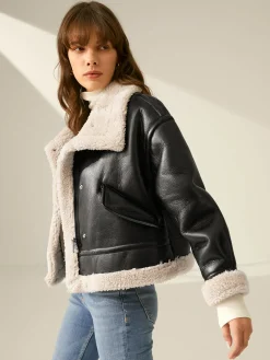 Sherpa Lined Shearling Leather Flight Jacket