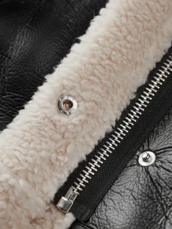 Sherpa Lined Shearling Leather Flight Jacket