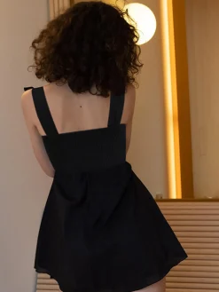 Shirred Knotted Cami Short Dress