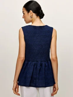 Shirred Lace Up Ruffle Tank Blouse
