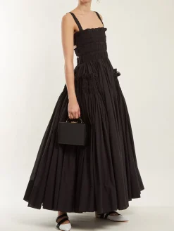 Shirred Pleated Cami Long Dress