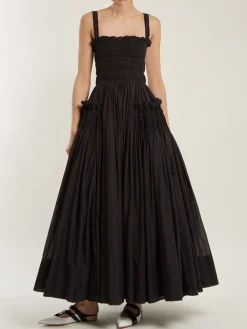 Shirred Pleated Cami Long Dress