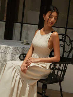 Shirred Tie Detail Cami Long Dress