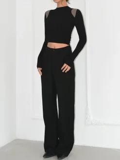 Shoulder Contrast Long Sleeve Shirt