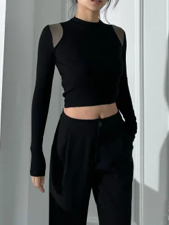 Shoulder Contrast Long Sleeve Shirt