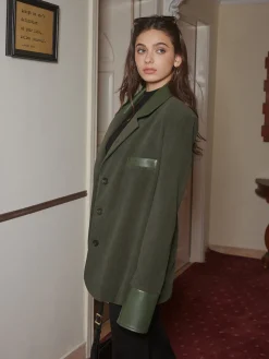 Shoulder Pads Corduroy Panel Blazer