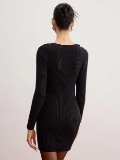 Shrug Ribbed Slim Sweater Dress