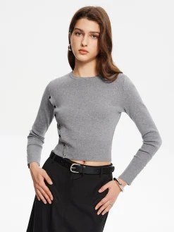 Side Breasted Crop Sweater