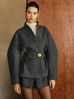 Side Pleated Coat Without Belt