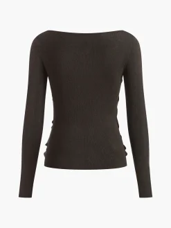 Side Pleated Slim Knit Top