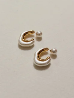 Silver Needle Pearl Earrings