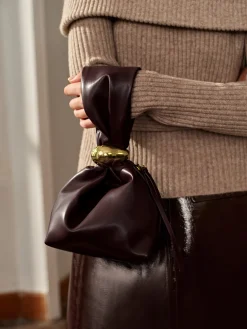 Simple Oval-Ring Drawstring Bucket Bag