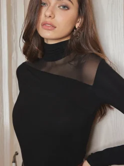 Skinny Sheer Panel T-Shirt