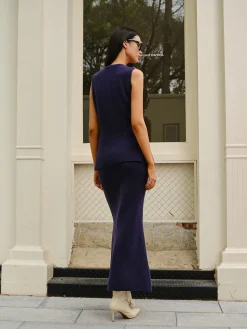 Sleeveless Button Jersey Skirt Set