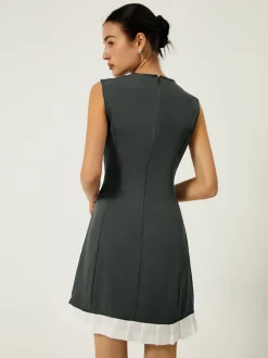 Sleeveless Contrast Ruffle Hem Short Dress