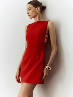 Sleeveless Cutout Solid Dress