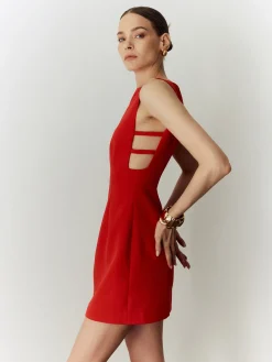 Sleeveless Cutout Solid Dress