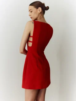 Sleeveless Cutout Solid Dress