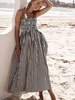 Sleeveless Pinstripe Long Dress