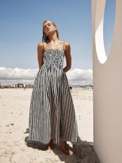 Sleeveless Pinstripe Long Dress