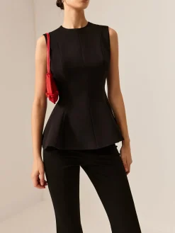 Sleeveless Piping Slim Blouse