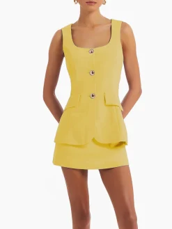 Sleeveless Square-Neck Skirt Set