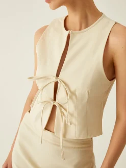 Sleeveless Tie Front Vest