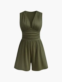 Sleeveless V-Neck Ribbed Jumpsuit