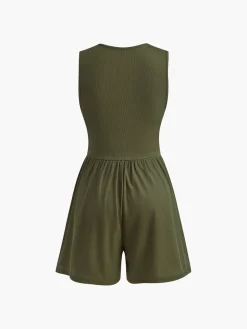 Sleeveless V-Neck Ribbed Jumpsuit