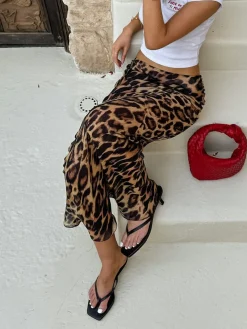 Slim Leopard Print Maxi Skirt