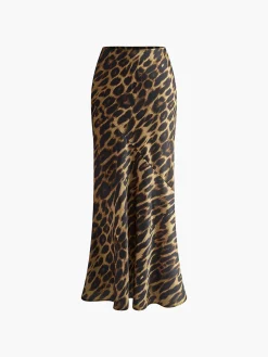 Slim Leopard Print Maxi Skirt