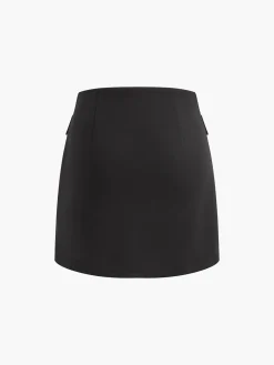 Slim Sleeveless Pockets Skirt Set