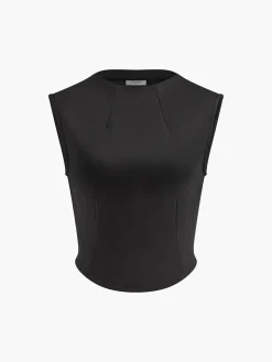 Slim Sleeveless Pockets Skirt Set