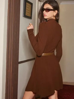 Slim Sweater Short Dress Without Belt