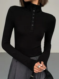 Slinky Button-up Long Sleeve Shirt
