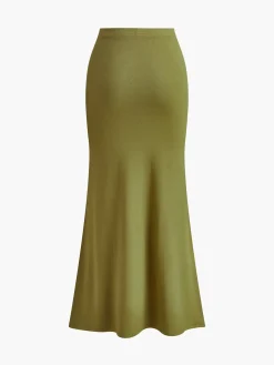 Slit Button Fishtail Skirt Set