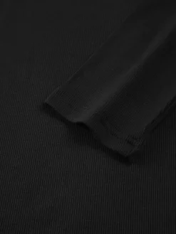 Sliver Lining Contrast Neckline Long Sleeve Top