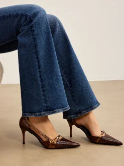 Snakeskin Printed Buckle Pumps