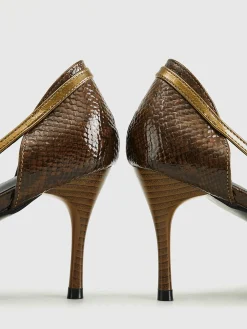 Snakeskin Printed Buckle Pumps