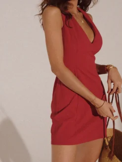 Snug V-Neck Sleeveless Short Dress