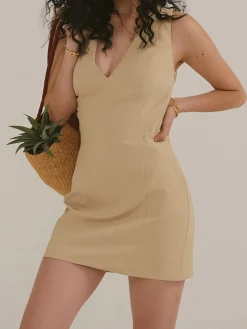 Snug V-Neck Sleeveless Short Dress