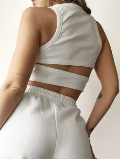 Solid Back Cutout Crop Tank Top