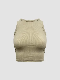 Solid Back Cutout Crop Tank Top