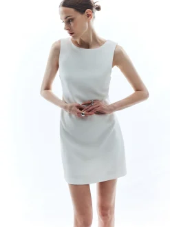 Solid Backless Knotted Sleeveless Dress