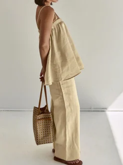 Solid Casual Pants Set
