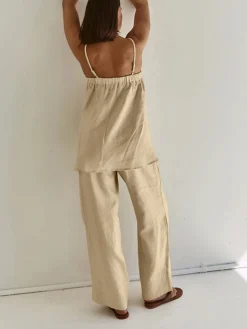 Solid Casual Pants Set