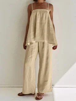 Solid Casual Pants Set